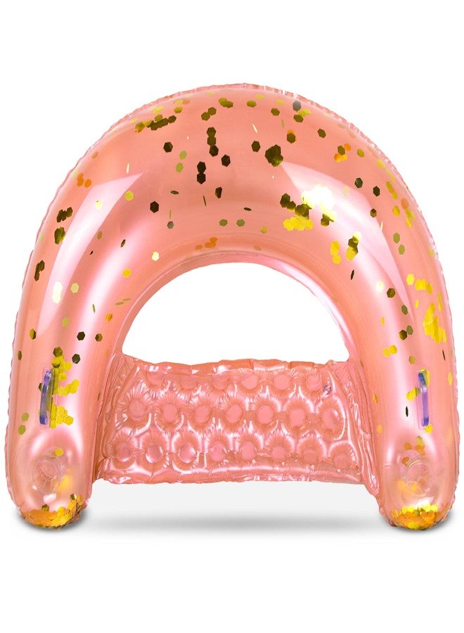 POZA Inflatable Pool Float Chair - Sparkle Confetti Lounge Inflatable Pool Floats, 2 Built in Cup Holders & Handles, Adult Inflatable Pool Lounger Floating Chair for Beach, Lake & Pool - 48x38 Inch - Image 1