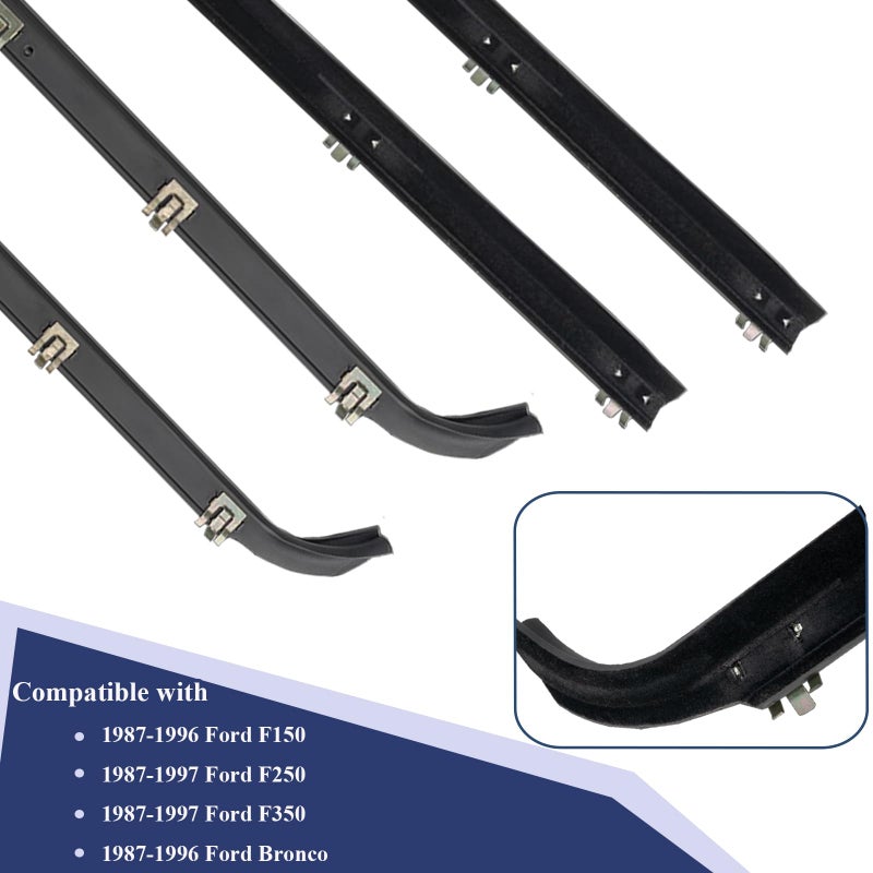 ItranMc Window Molding Sweep Felt Trim Seal for 1987-1997 Ford F150 F250 F350 Bronco,Front Inner & Outer Door Weatherstrip Window Seal Belt,Replace#E7TZ1521452A E7TZ1521453A F2TZ1521456A F2TZ1521457A - Image 4