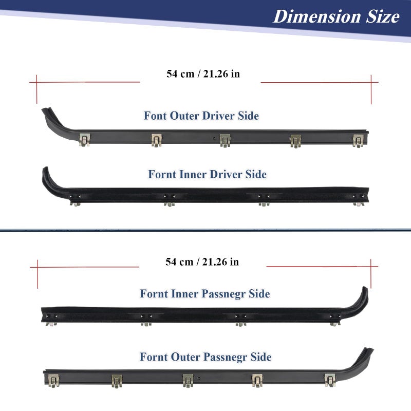 ItranMc Window Molding Sweep Felt Trim Seal for 1987-1997 Ford F150 F250 F350 Bronco,Front Inner & Outer Door Weatherstrip Window Seal Belt,Replace#E7TZ1521452A E7TZ1521453A F2TZ1521456A F2TZ1521457A - Image 3