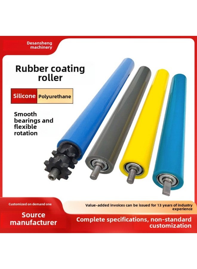 Polyurethane Rubber Roller Rubber Coated Roller Wheel Conveyor Belt Roller Assembly Line Rubber Roller Unpowered Roller Idler-Specifications:Non-standard Roller  - Image 1