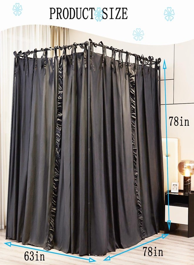 Akiky 4 Corners Post Canopy Bed Curtains Double Layer Cozy Drape Netting 4 Opening Mosquito Net Mesh for Girls Bedroom Decoration(Black,Queen) - Image 4