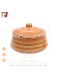 Kala Kriti KALAKRITI Table Top Biryani Ceramic 2 LTR Handi with lid Biryani Bowl Serveware Curd Setter Sauce Pot Serve for Dal Curry and Dining Tableware Pack of 1  - Image 5