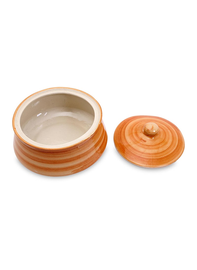 Kala Kriti - KALAKRITI Table Top Biryani Ceramic 2 LTR Handi with lid Biryani Bowl Serveware Curd Setter Sauce Pot Serve for Dal Curry and Dining Tableware Pack of 1 - Image 1