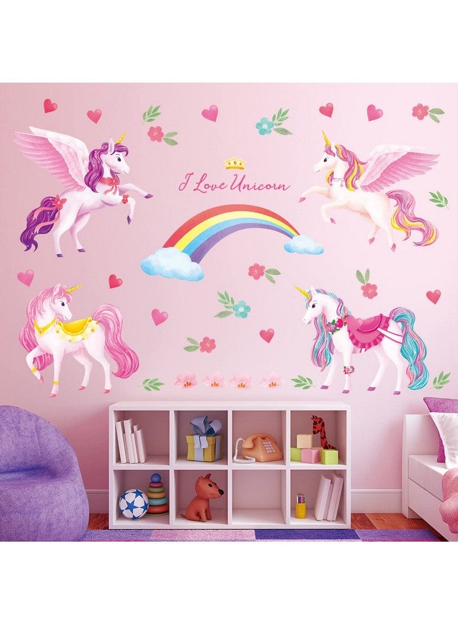 ديكو وال Ds98072 يونيكورن وقوس قزح ملصقات الحائط الشارات زينة عيد ميلاد للفتيات هدايا الحفلات يونيكورن ديكور غرفة نوم هدايا الأطفال الملونة القابلة للإزالة الحضانة المعيشة الفن المنزل الأميرة - Image 1