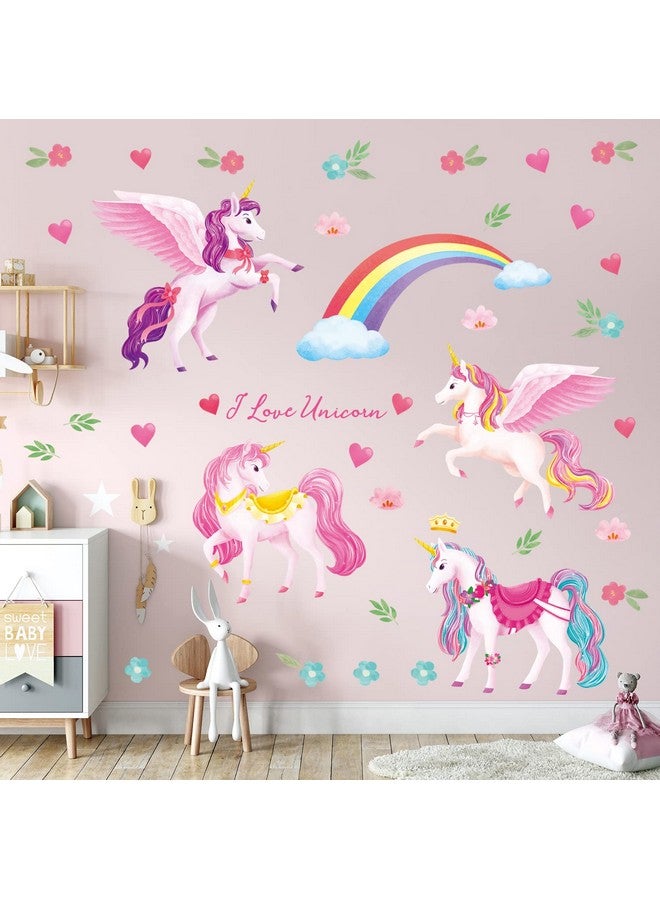 ديكو وال Ds98072 يونيكورن وقوس قزح ملصقات الحائط الشارات زينة عيد ميلاد للفتيات هدايا الحفلات يونيكورن ديكور غرفة نوم هدايا الأطفال الملونة القابلة للإزالة الحضانة المعيشة الفن المنزل الأميرة - Image 3