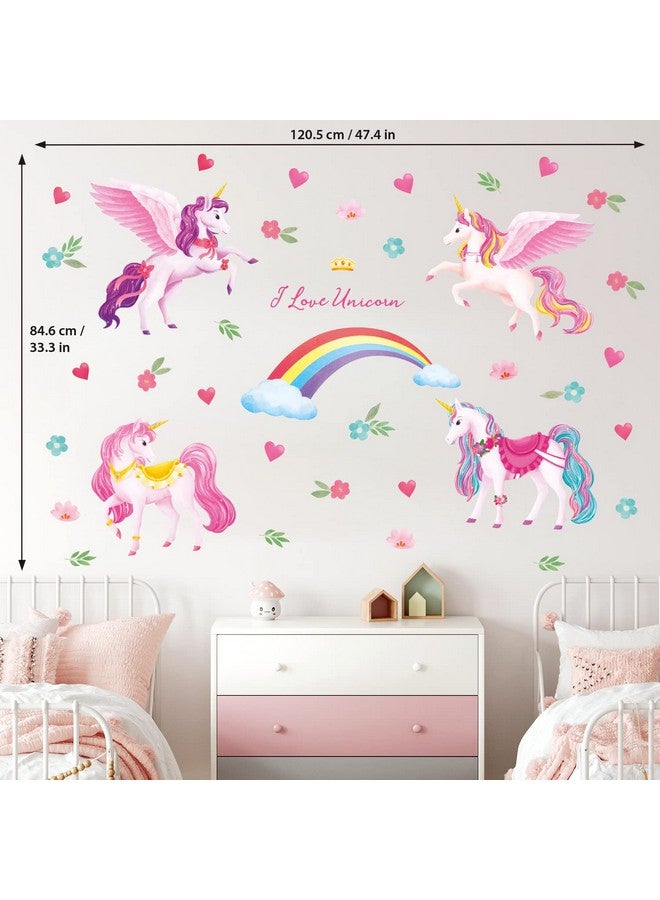 ديكو وال Ds98072 يونيكورن وقوس قزح ملصقات الحائط الشارات زينة عيد ميلاد للفتيات هدايا الحفلات يونيكورن ديكور غرفة نوم هدايا الأطفال الملونة القابلة للإزالة الحضانة المعيشة الفن المنزل الأميرة - Image 5