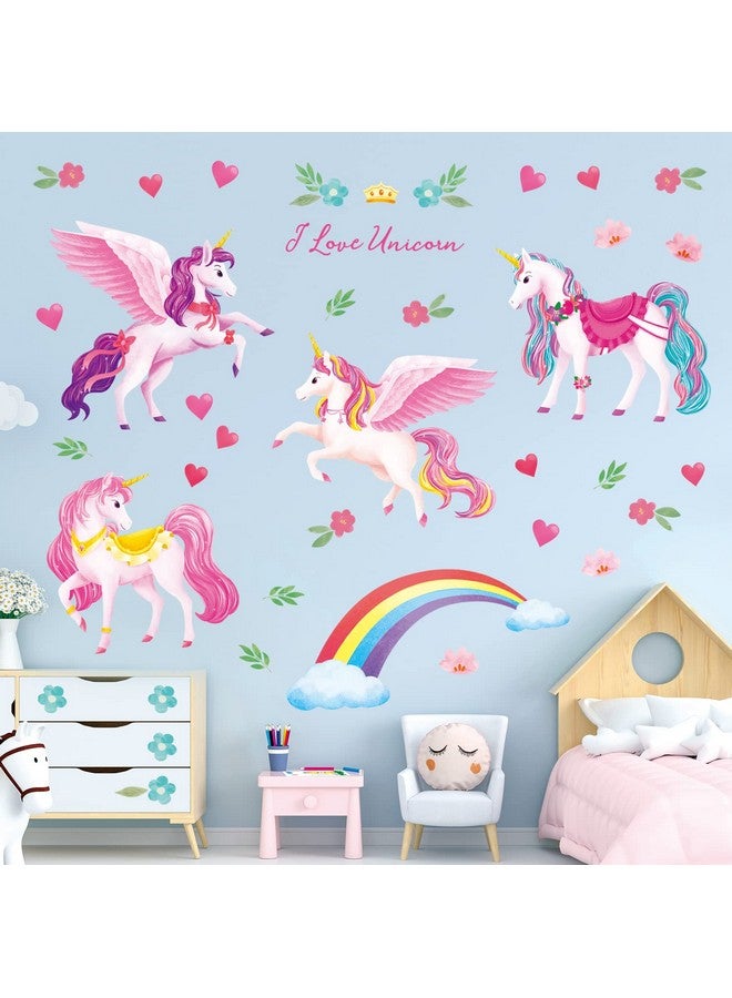 ديكو وال Ds98072 يونيكورن وقوس قزح ملصقات الحائط الشارات زينة عيد ميلاد للفتيات هدايا الحفلات يونيكورن ديكور غرفة نوم هدايا الأطفال الملونة القابلة للإزالة الحضانة المعيشة الفن المنزل الأميرة - Image 2