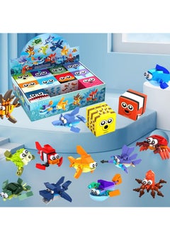 KASTWAVE 12Pcs Sea Creatures Building Block Set, 12 In 1 Pre Filled Brick Box, Mini Building Block Toy, Building Toy Set, STEM Building Blocks Toy, Classroom Prize Toy, Learning Toy to Develop Fine Motor Skill  - Image 3