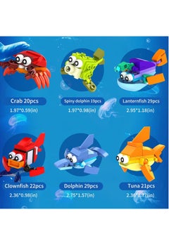 KASTWAVE 12Pcs Sea Creatures Building Block Set, 12 In 1 Pre Filled Brick Box, Mini Building Block Toy, Building Toy Set, STEM Building Blocks Toy, Classroom Prize Toy, Learning Toy to Develop Fine Motor Skill  - Image 4