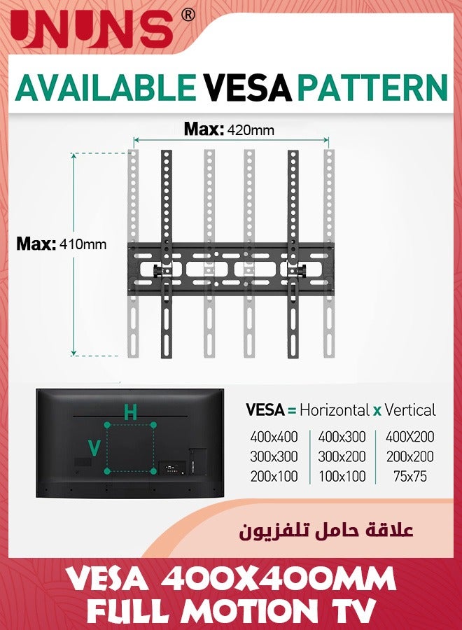 UNUNS Fixed TV Wall Mount For Most 26-60 Inch TVs, Universal TV Mount Low Profile With Quick Release Lock, Ultra Slim Wall Mount TV Bracket, Max VESA 400x400mm, Holds Up To 30KG - Image 2