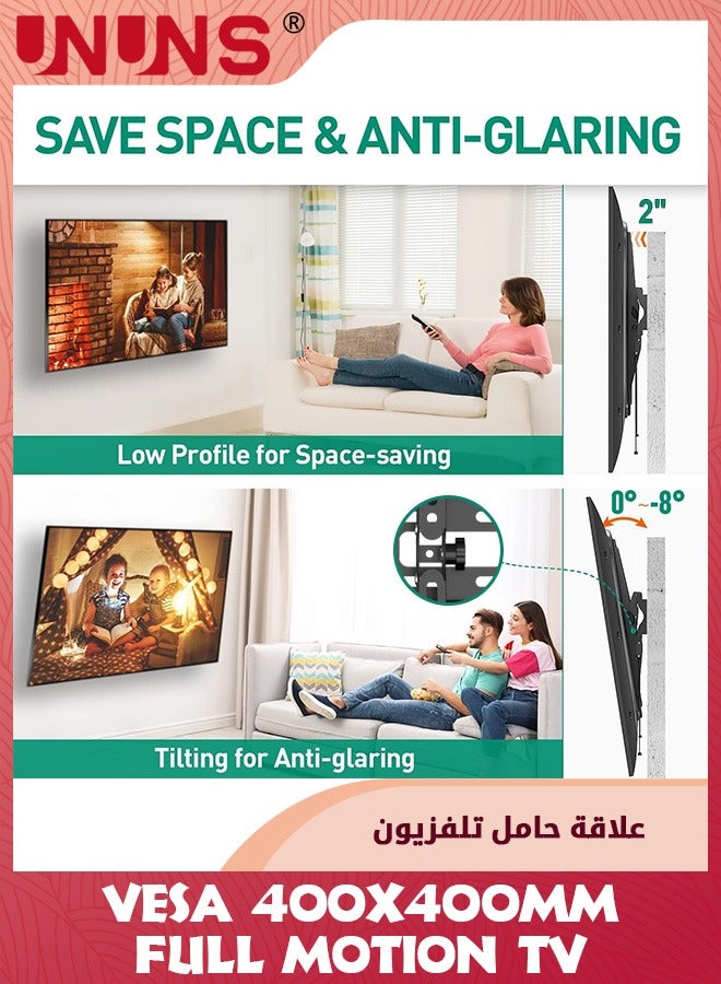 UNUNS Fixed TV Wall Mount For Most 26-60 Inch TVs, Universal TV Mount Low Profile With Quick Release Lock, Ultra Slim Wall Mount TV Bracket, Max VESA 400x400mm, Holds Up To 30KG - Image 4