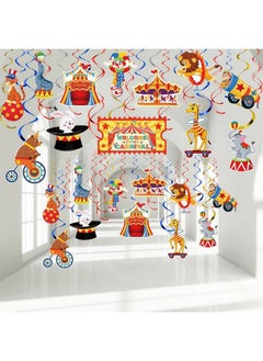 Zonon 30 Pcs Carnival Hanging Swirl Decorations Colorful Circus Animal Party Supplies Carnival Baby Shower Decor Double Sided Ceiling Circus Streamers For Kids Circus Birthday Baby Shower Party Favors  - Image 2