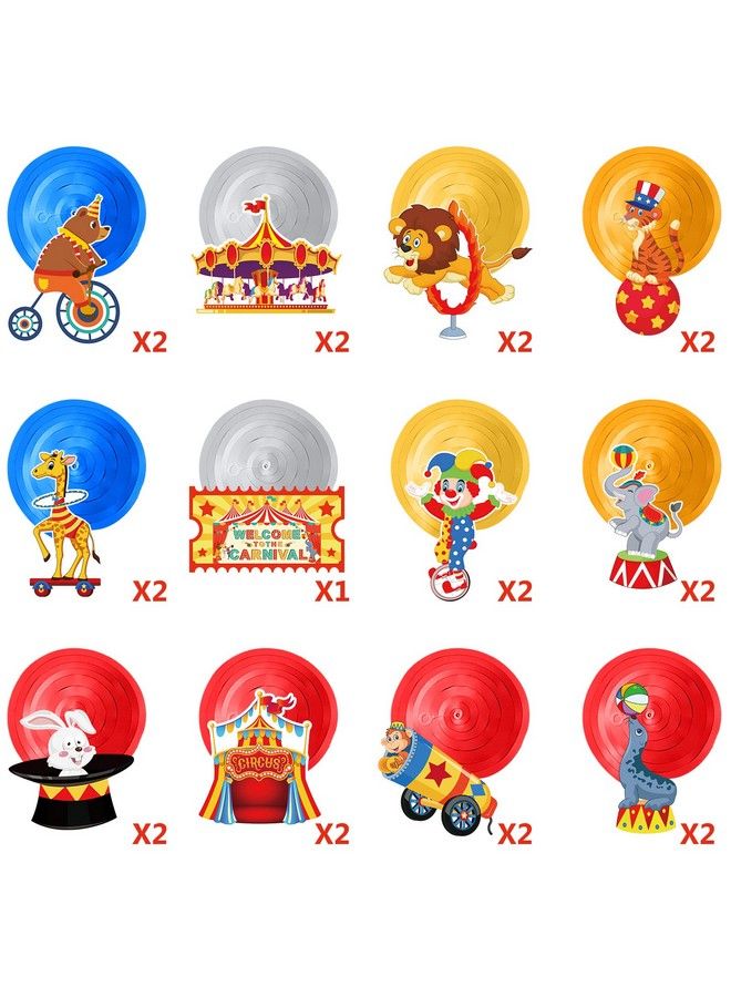 Zonon 30 قطعة من زينة الكرنفال المعلقة على شكل دوامة ملونة على شكل حيوانات السيرك لوازم حفلات استقبال المولود الكرنفالي زينة على شكل سقف مزدوج الجوانب لزينة حفلات استقبال المولود وأعياد الميلاد - Image 4