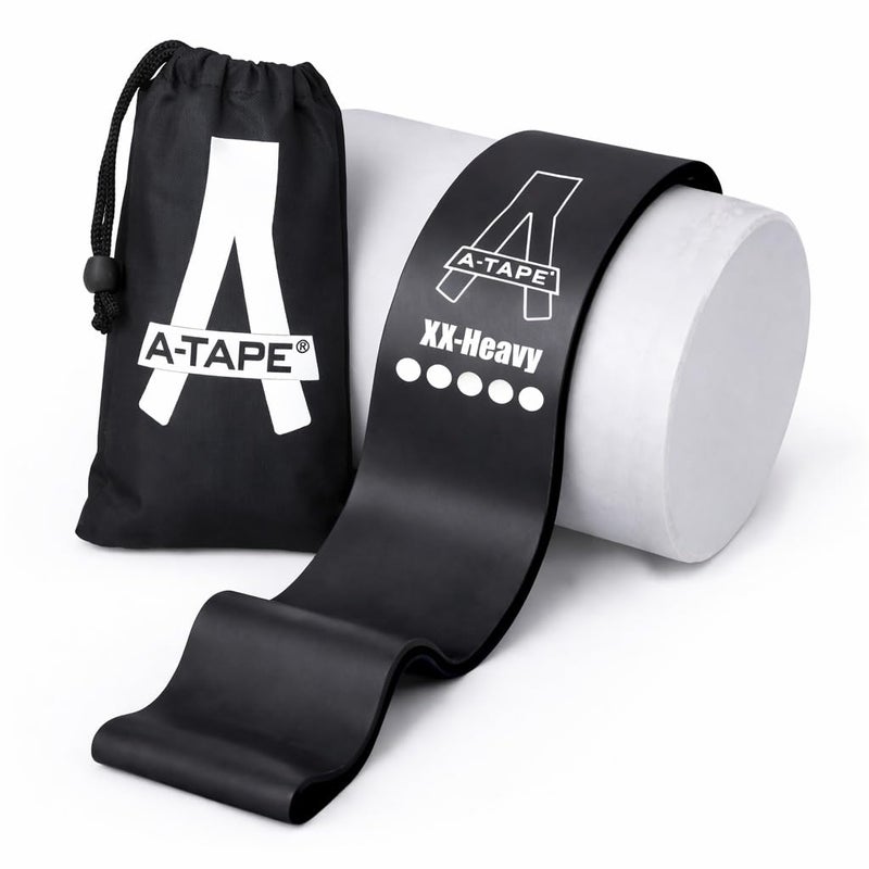 A-Tape Resistance Loop Bands Set for Men & Women | Premium Natural Rubber Heavy Duty Workout Bands for Legs, Glutes, Squats, Stretching, Fitness & Physiotherapy (Black) (Pack-1) - Image 5