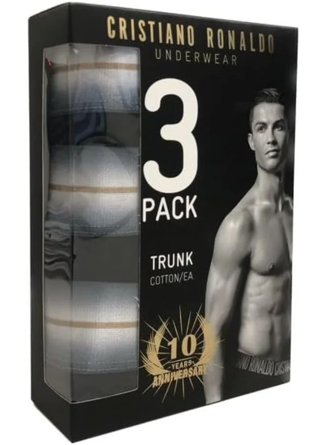 CR7 CR7 Men's Cotton Trunks – 3-Pack Comfortable Stretch Boxer Briefs by Cristiano Ronaldo – Soft Breathable Underwear Basics