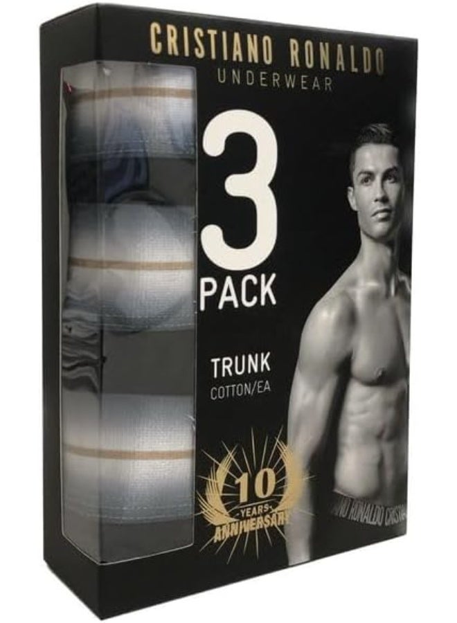 CR7 Men's Cotton Trunks – 3-Pack Comfortable Stretch Boxer Briefs by Cristiano Ronaldo – Soft Breathable Underwear Basics - Image 2