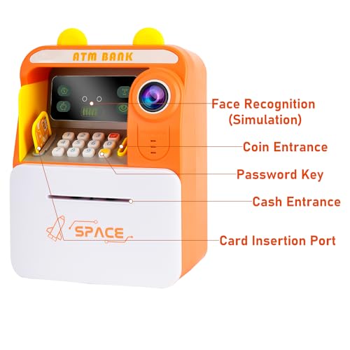 Magicwand® FACE Recognition Musical Money Safe Kids Piggy Savings Bank with Personal ATM Card【Pack of 1】【Orange】 - Image 5