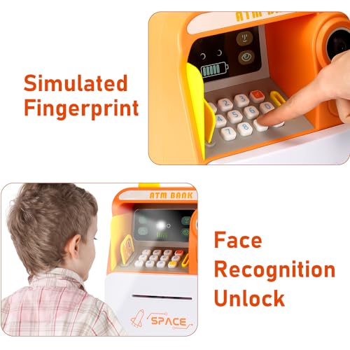 Magicwand® FACE Recognition Musical Money Safe Kids Piggy Savings Bank with Personal ATM Card【Pack of 1】【Orange】 - Image 4