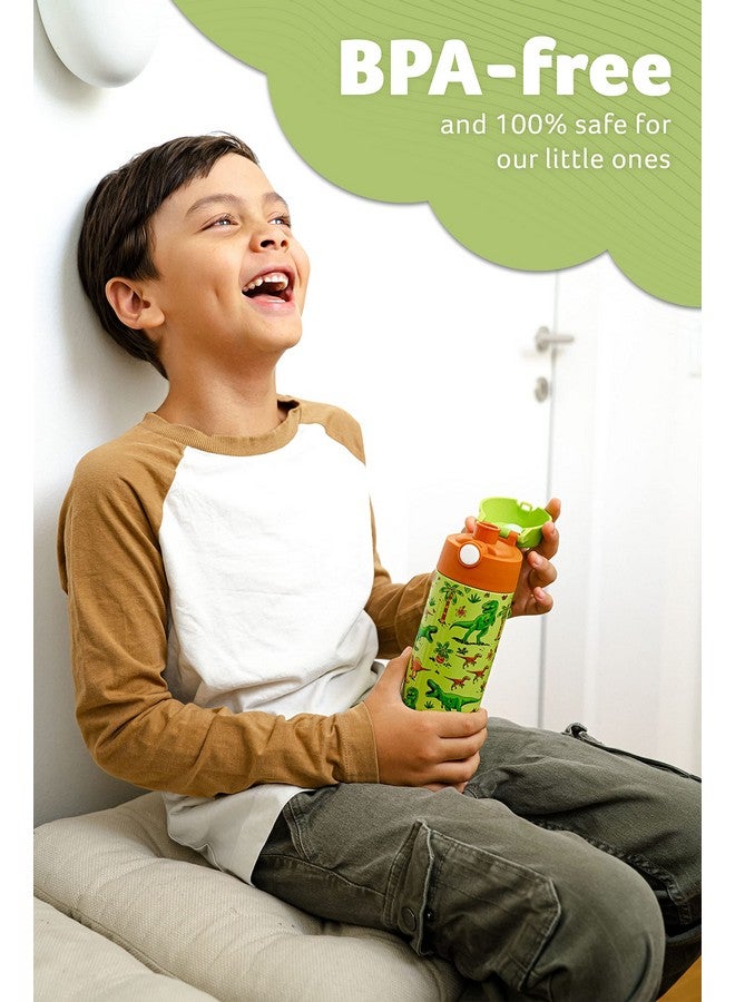 Jarlson زجاجة ماء جارسون® مالي للأطفال، زجاجة ماء من الفولاذ المقاوم للصدأ الحراري، خالية من BPA، مضادة للتسرب، زجاجة للأطفال مع غطاء شرب، زجاجة للمدرسة، الحضانة (ديناصورات، 500 مل) - Image 3
