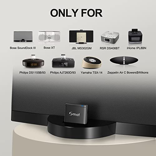 Smof 8 Pin Bluetooth Adapter Receiver Only for Bose Sounddock III/XT, Philips DS1155B/93, Philips AJ7260D/93, JBL MS302GM, Yamaha TSX-14, iHome IPL8BN, Zeppelin Air C Bowers Wilkons, RSR DS406BT - Image 2