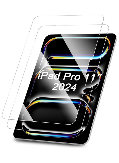 2-Pack Screen Protector for iPad Pro 11 inch 2024 (M4,5th Gen) Chip Model, [Support Face ID] Anti Scratch Premium HD Clear 9H Hardness Tempered Glass Screen Protector