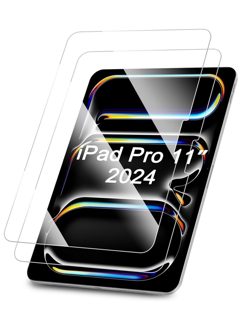 general 2-Pack Screen Protector for iPad Pro 11 inch 2024 (M4,5th Gen) Chip Model, [Support Face ID] Anti Scratch Premium HD Clear 9H Hardness Tempered Glass Screen Protector - Image 1