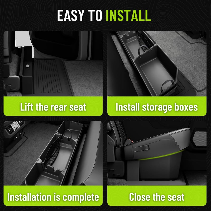 POPSTORE Underseat Storage Box Upgraded Rear Under Seat Organizer Cargo Box Compatible with 2015-2026 Ford F150 SuperCrew & Crew Cab, 2017-2026 Ford F250 F350 F450 F550 Super Duty - Image 4