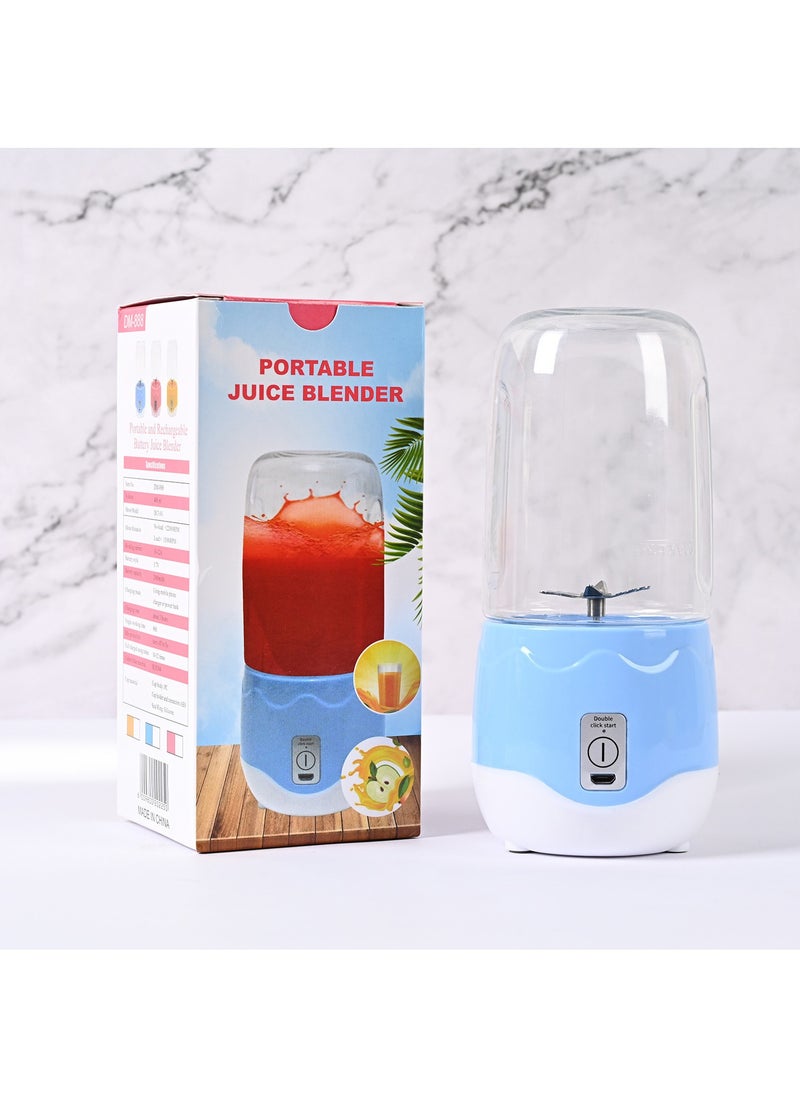 Hihonor - Smart Portable Electric USB Juice Maker Juicer Bottle Blender Grinder Mixer USB Rechargeable Mini Juicer Blender for Smoothies and Shakes with 4 Blades USB Rechargeable, Blue - Image 1