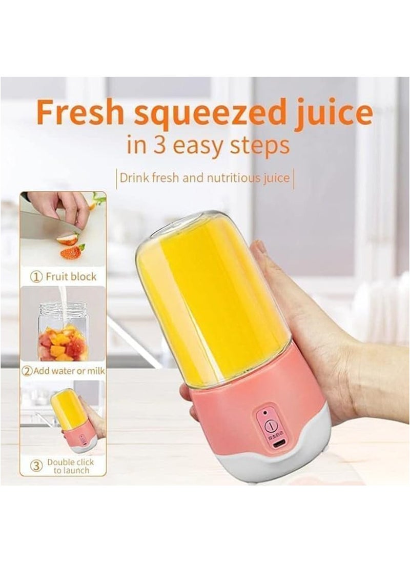 Hihonor - Smart Portable Electric USB Juice Maker Juicer Bottle Blender Grinder Mixer USB Rechargeable Mini Juicer Blender for Smoothies and Shakes with 4 Blades USB Rechargeable, Blue - Image 1