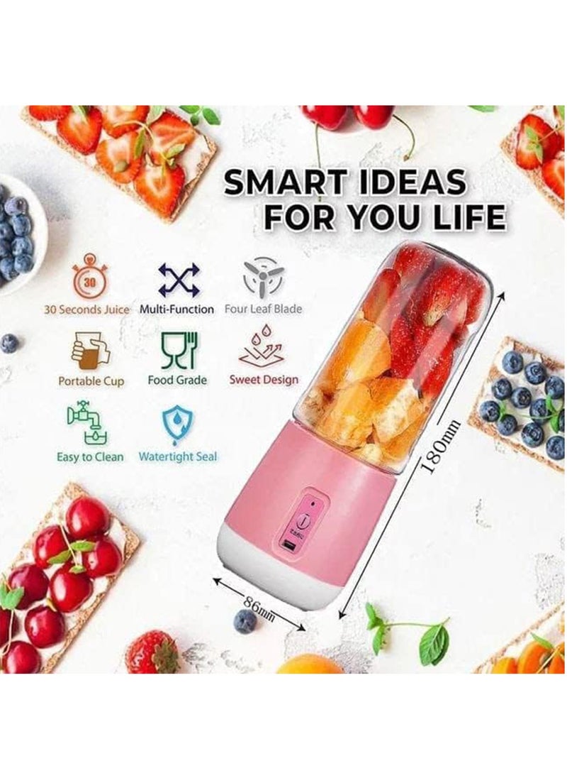 Hihonor - Smart Portable Electric USB Juice Maker Juicer Bottle Blender Grinder Mixer USB Rechargeable Mini Juicer Blender for Smoothies and Shakes with 4 Blades USB Rechargeable, Blue - Image 1