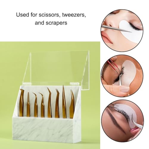LIXIMMAZN 8 Holes Tweezers Holder, Acrylic Rack Storage Eyelash Extension Tools with Dust Cover Tweezer Display Stand Holder Eyelash Extension Supplies Acrylic Display Stand Tool Salon - Image 3