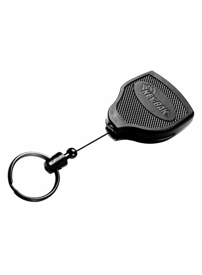 Key-Bak SUPER48 HD 8oz. Locking Retractable Keychain, 48" Retractable Cord, Black Polycarbonate Case, Leather Duty Belt Loop, Oversized Split Ring - Image 4