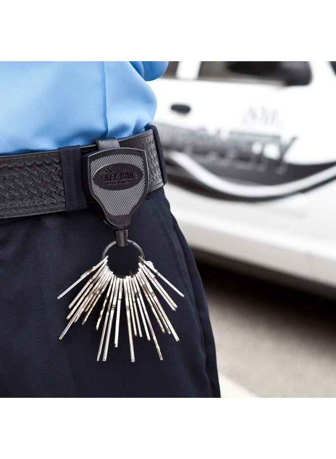 Key-Bak SUPER48 HD 8oz. Locking Retractable Keychain, 48" Retractable Cord, Black Polycarbonate Case, Leather Duty Belt Loop, Oversized Split Ring - Image 5