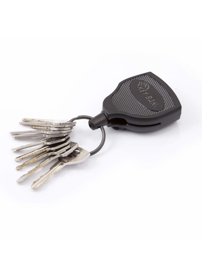 Key-Bak SUPER48 HD 8oz. Locking Retractable Keychain, 48" Retractable Cord, Black Polycarbonate Case, Leather Duty Belt Loop, Oversized Split Ring - Image 3