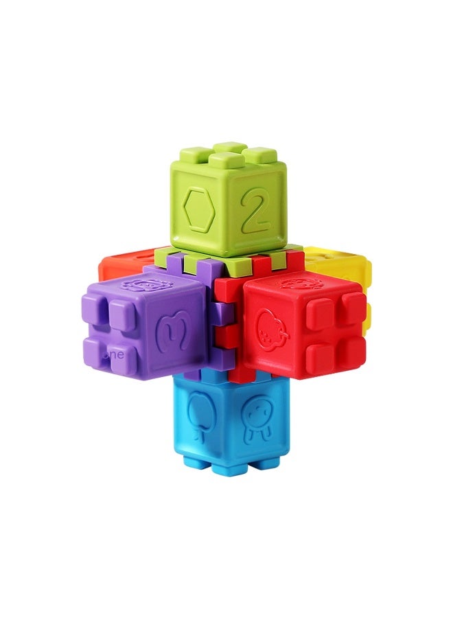 Baby Soft Rubber Building Blocks Silicone Nibbling Hand Ball Baby Children Early Education Toys Relief Large Particle Jenga-Color:12 Soft Rubber Building Blocks - Image 5