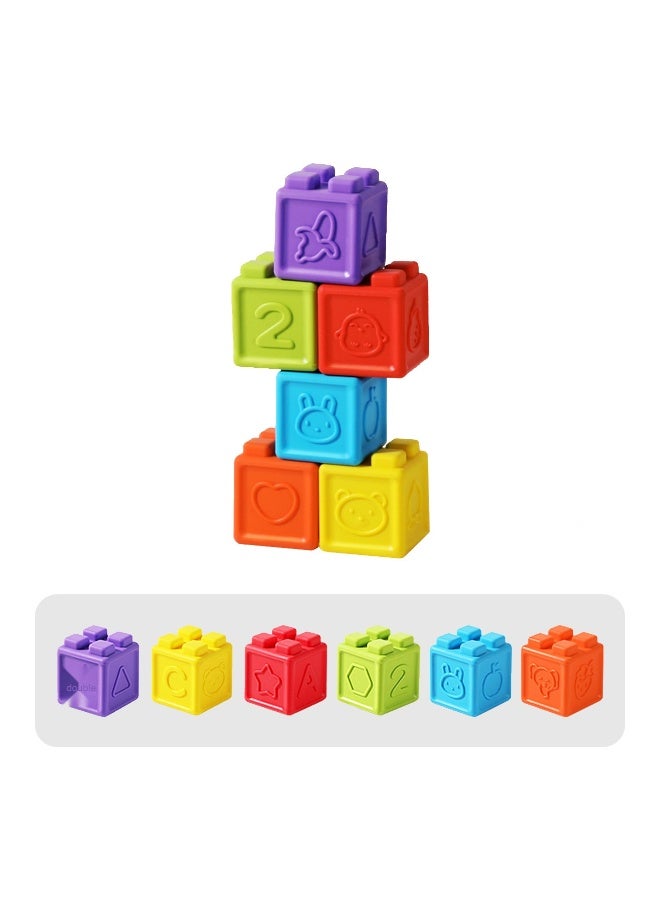 Baby Soft Rubber Building Blocks Silicone Nibbling Hand Ball Baby Children Early Education Toys Relief Large Particle Jenga-Color:12 Soft Rubber Building Blocks - Image 1