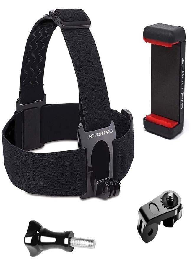 اكشن برو حامل هاتف يُثبّت على حزام الرأس من Action Pro، مع محول تثبيت على حامل ثلاثي القوائم ومسمار إبهام طويل، متوافق مع كاميرات GoPro 12/11/10/9/8/7/6/5/4/SJCAM وغيرها من كاميرات الحركة وجميع الهواتف الذكية. - Image 1