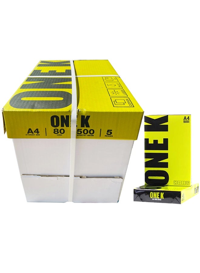 Paper ONE K  Paper A4 80 gsm, (Box of 5 reams) - Image 1