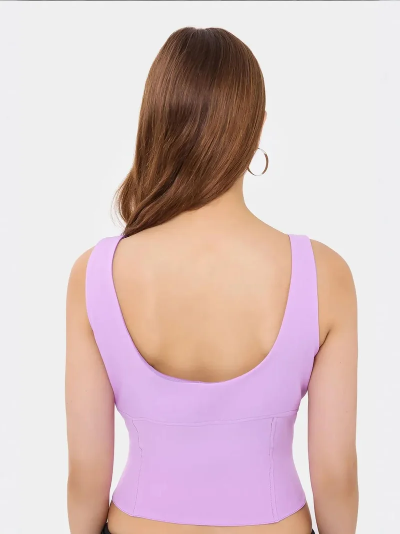 HICCUP Purple Sleeveless Bodycon Top with Bow Detail for Women | Best Price UAE