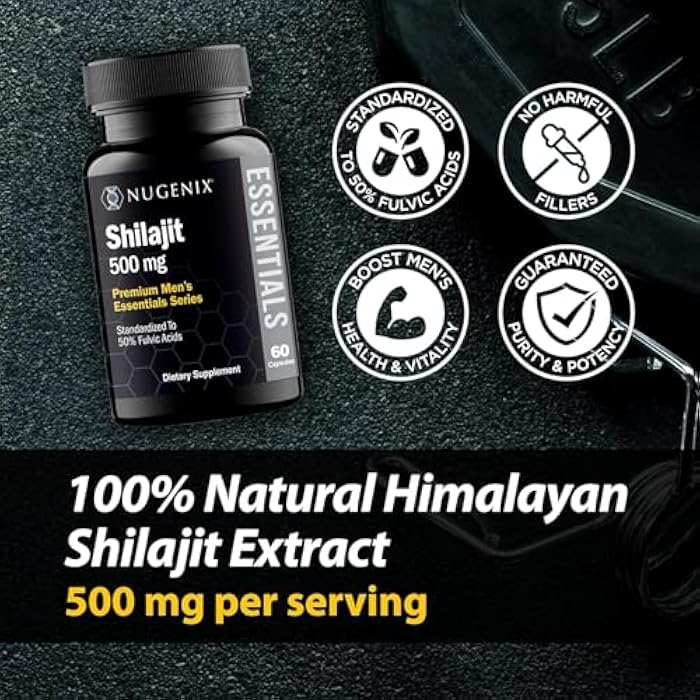 Nugenix Essentials Shilajit Capsules Supplement - 500mg, Standardized to 50% Fulvic Acids, 120 Capsules - Image 3