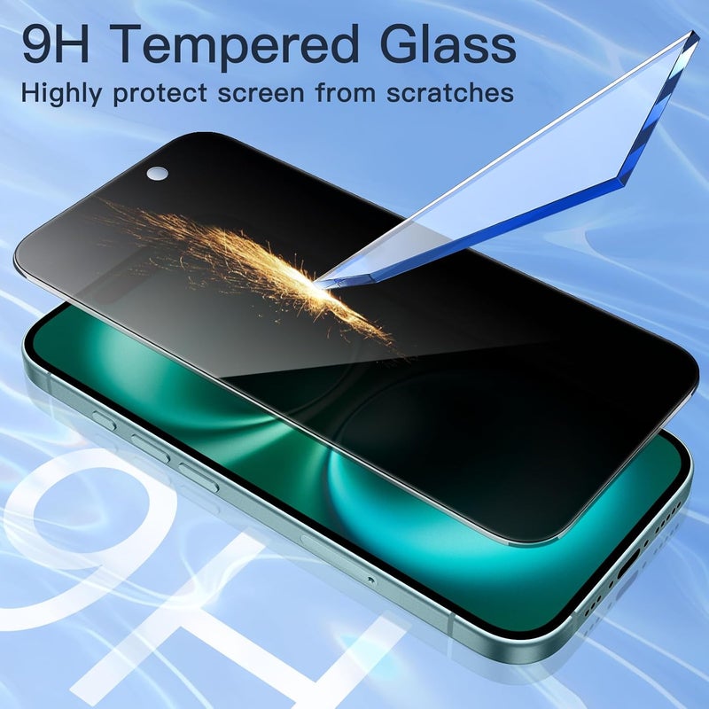 Jetech Privacy Screen Protector for iPhone 16 Plus 6.7-Inch, Anti-Spy Tempered Glass Film with Easy Installation Tool, 2-Pack - Image 5