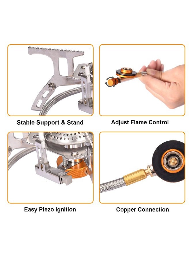 Sagafly Portable Camping Gas Stove with 1LB Propane Tank Adapter, Foldable Camp Stove Backpacking Stove with Piezo Ignition for Outdoor Hiking Cooking Burner - Image 3