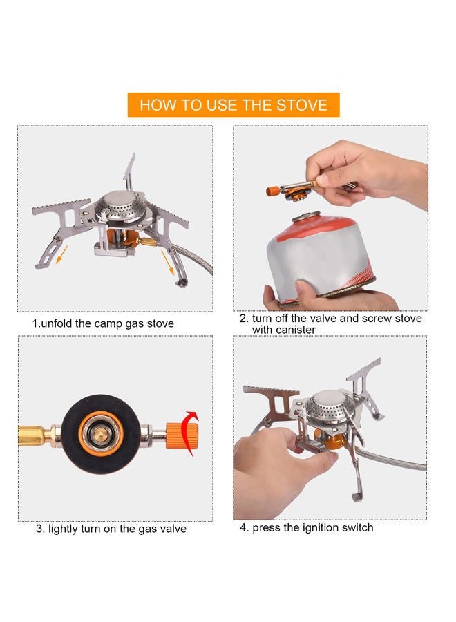 Sagafly Portable Camping Gas Stove with 1LB Propane Tank Adapter, Foldable Camp Stove Backpacking Stove with Piezo Ignition for Outdoor Hiking Cooking Burner - Image 5