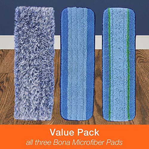 Bona 2-Piece Microfiber Cleaning Pads & 1-Piece Dusting Pad – Washable & Reusable Mop Cloth for All Floor Types | Non-Stick, Scratch-Proof, High Water Absorption | Wet & Dry Use - Image 2