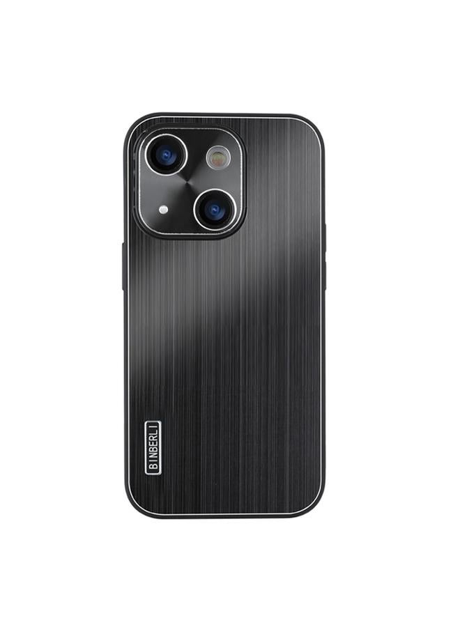 Case For iPhone 14 Plus PC Hybrid Aluminum Alloy Brushed Shockproof Phone Case