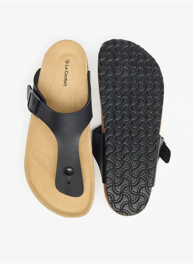 لو كونفورت Men Buckle Detail Slip-On Sandals