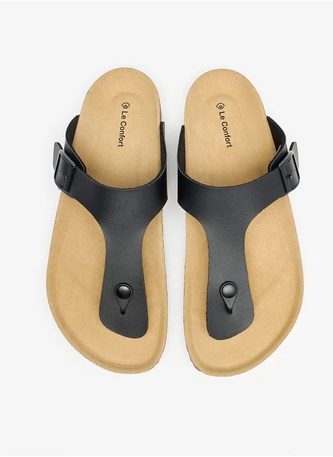 لو كونفورت Men Buckle Detail Slip-On Sandals