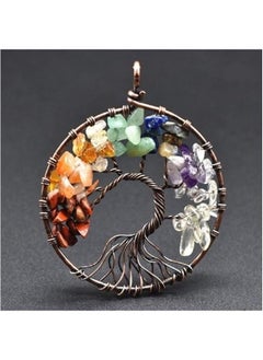 Generic Tree of Life Crystal Pendant, 7 Color Stone Necklace, Fashion Accessories  - Image 4