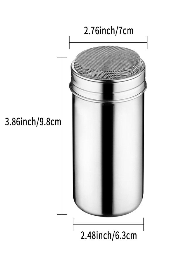 Ogetok 2 Pack Powder Sugar Shaker Duster, Stainless Steel Mesh Coffee Shakers Sets, 7oz Small Flour Sifter Seasoning Shaker with Lid & 16 Coffee Stencils for Baking Soda Cappuccino Cinnamon Cake Bread - Image 2