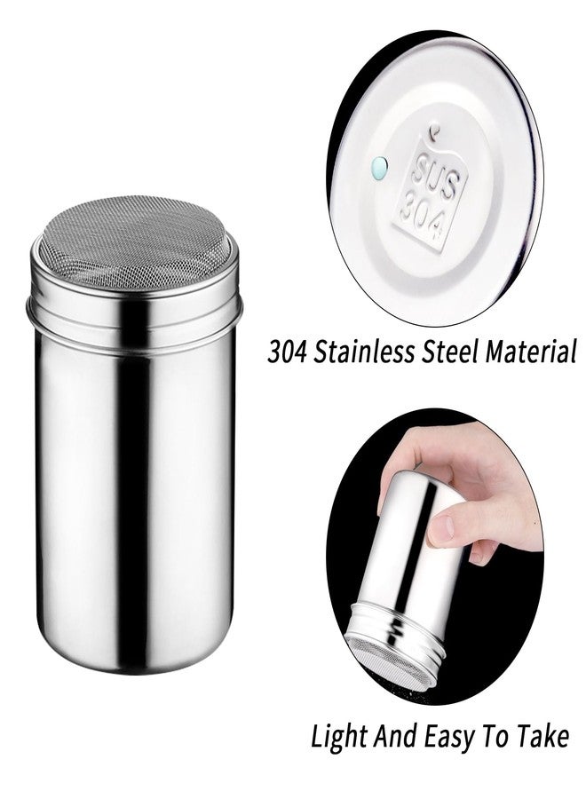 Ogetok 2 Pack Powder Sugar Shaker Duster, Stainless Steel Mesh Coffee Shakers Sets, 7oz Small Flour Sifter Seasoning Shaker with Lid & 16 Coffee Stencils for Baking Soda Cappuccino Cinnamon Cake Bread - Image 5